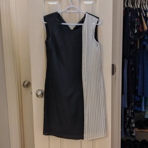 Black and white knee-length dress